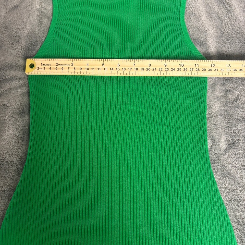 PrettyGuide Women's M Green Ribbed Knit Maxi Dress Sleeveless Bodycon Slit - Picture 5 of 9